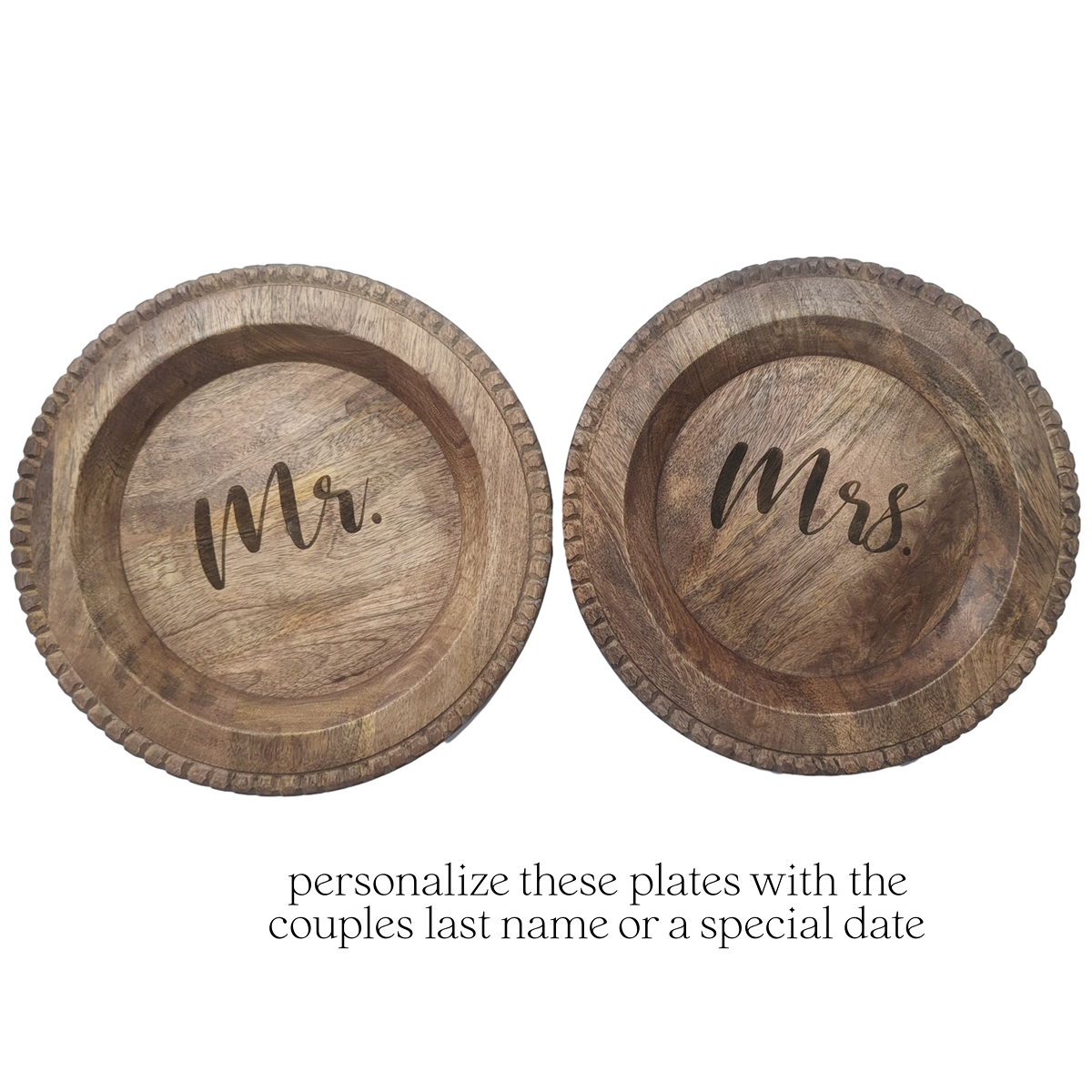 Mr. & Mrs. Laser Engraved Charger Plates - TorchHill Design