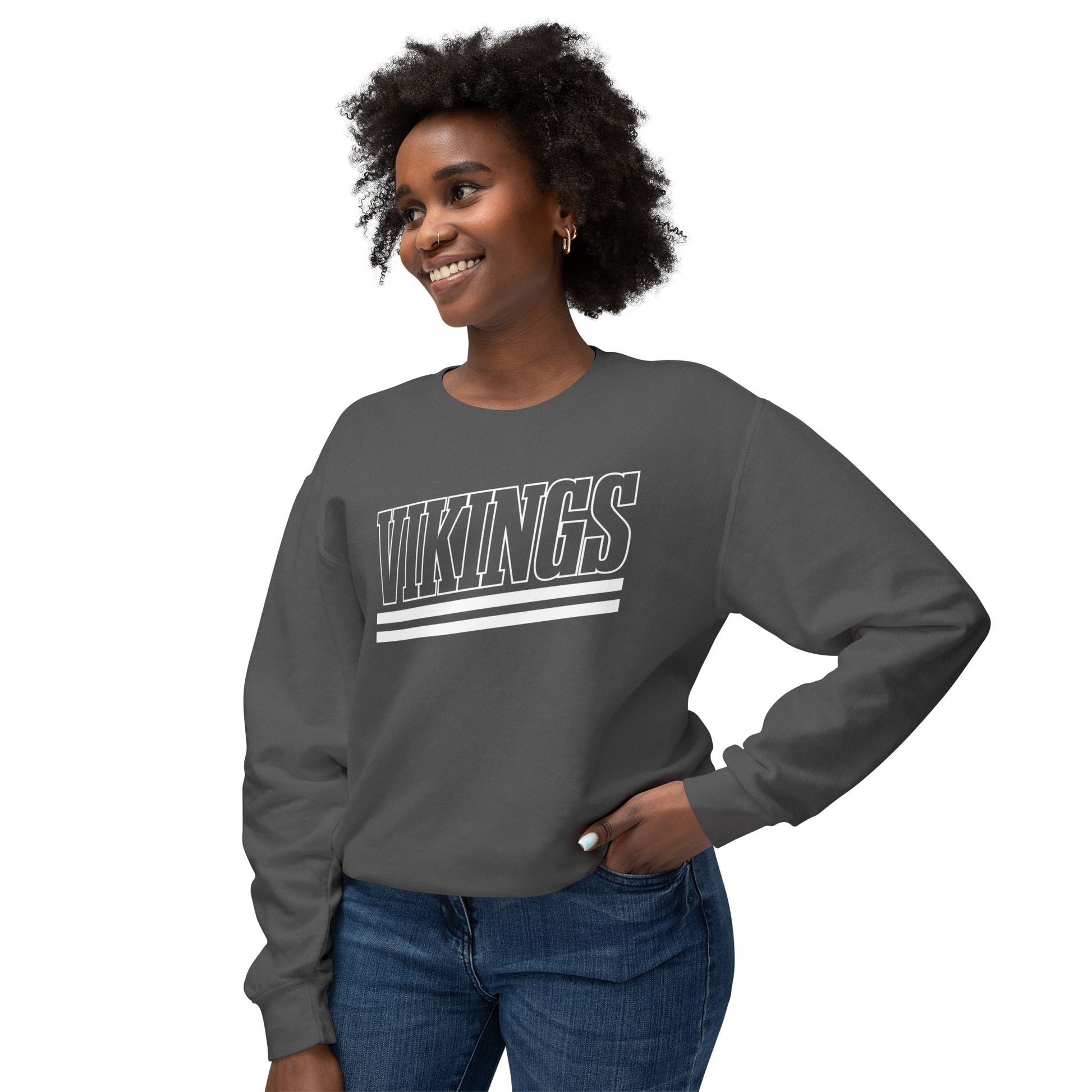 Vikings Retro Stripe Adult Unisex Crewneck Sweatshirt - TorchHill Design