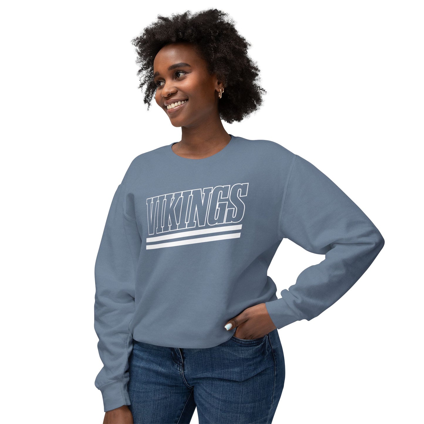 Vikings Retro Stripe Adult Unisex Crewneck Sweatshirt - TorchHill Design