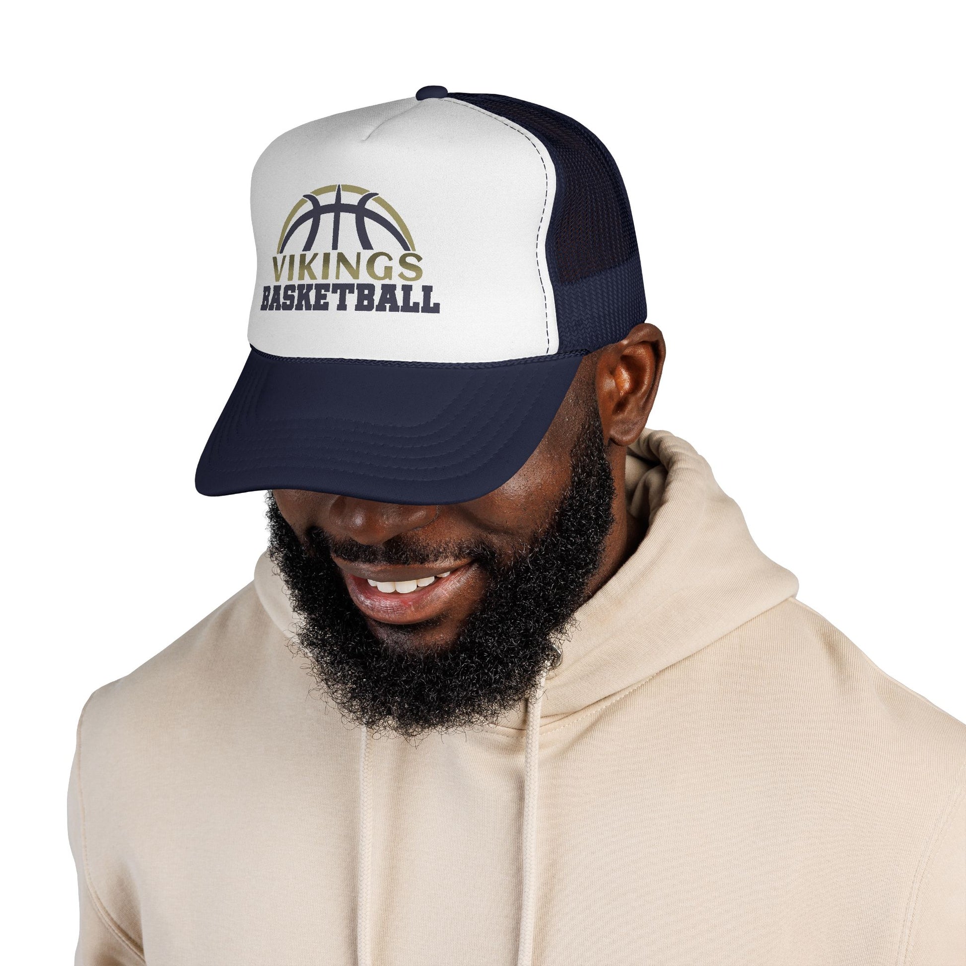 Vikings Basketball Trucker Hat - Mesh Adjustable Cap - TorchHill Design
