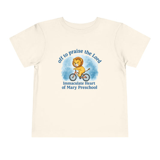 Toddler Tee — "Off to Praise the Lord" Preschool Lion Shirt - TorchHill Design