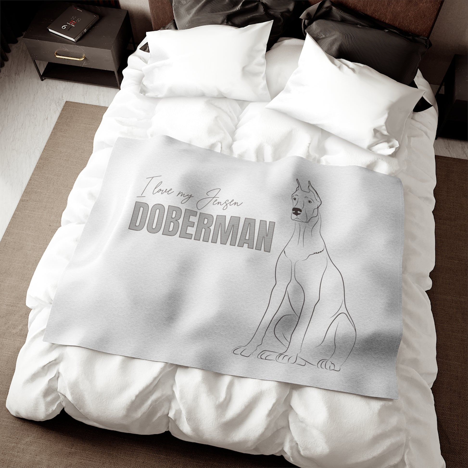 I love my Jensen Doberman Sweatshirt Blanket - TorchHill Design