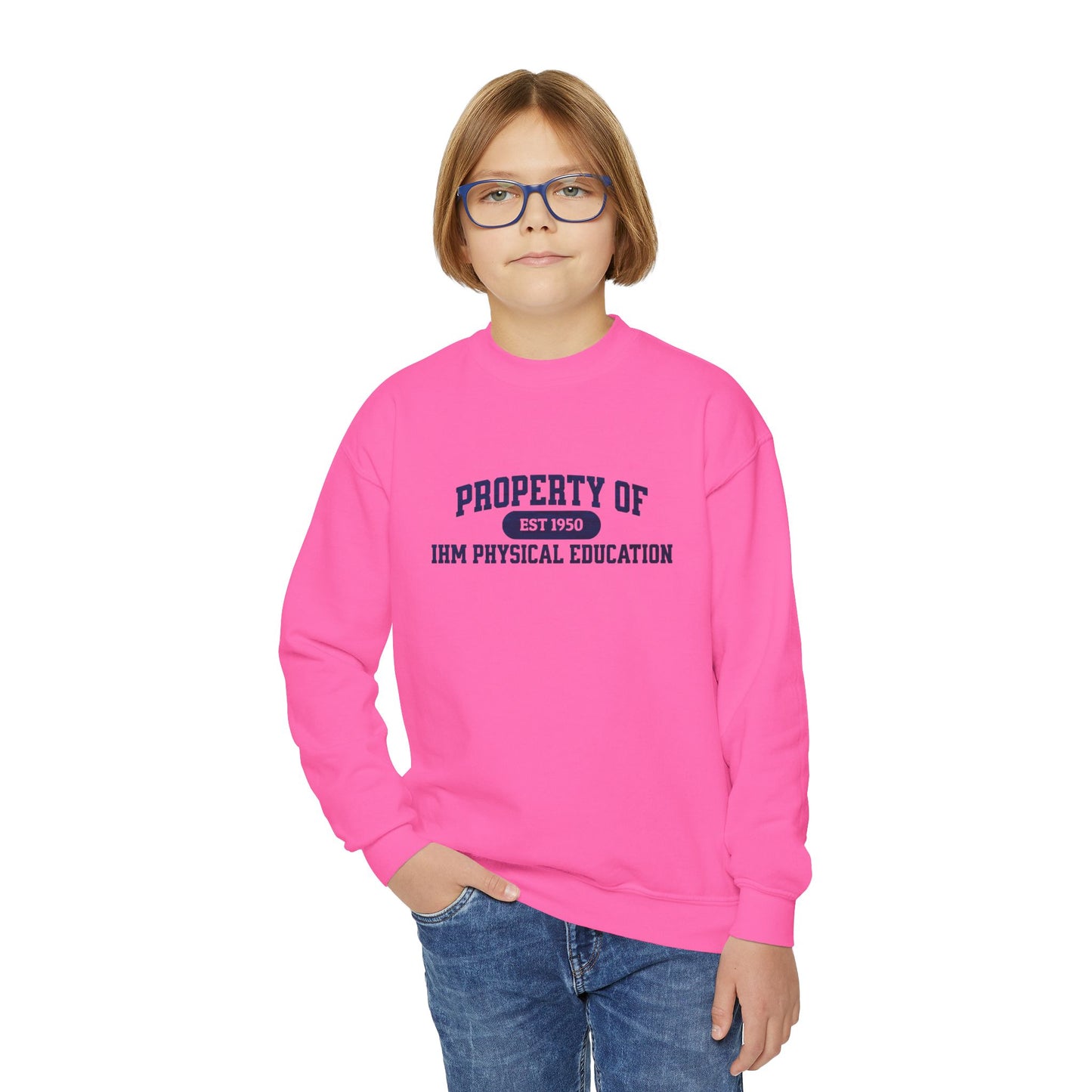 Youth Crewneck - Retro School Gym Pullover - TorchHill Design