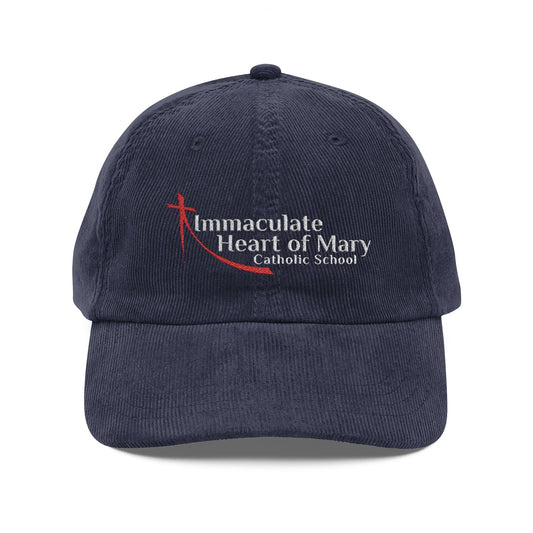 Vintage Corduroy Embroidered Baseball Cap - Immaculate Heart Academy Logo - TorchHill Design